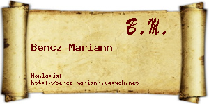 Bencz Mariann névjegykártya